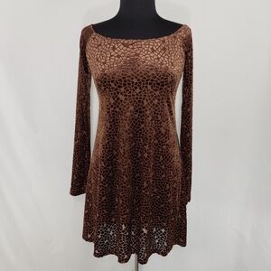 Donna Karan Intimates Babydoll Dress Boatneck Long Sleeve Semi-sheer Velvet S